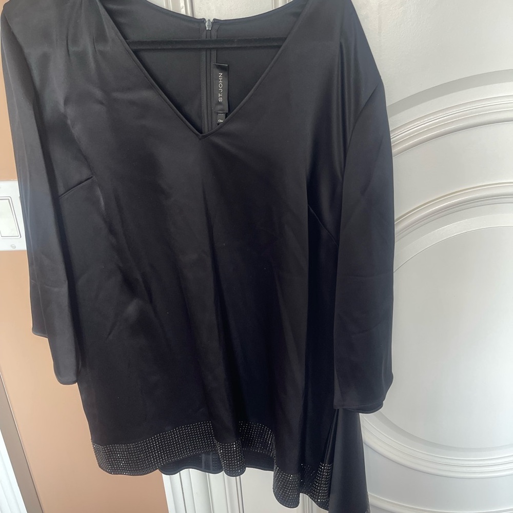 St. John Elegant Black V-Neck Blouse